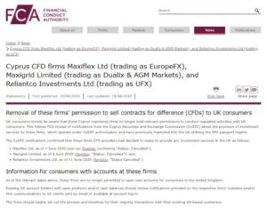 FCA warning on EuropeFX